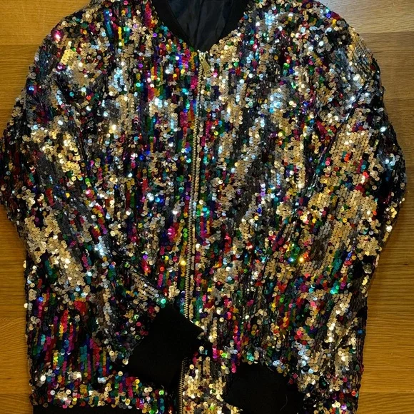 Women’s CRESAY Colorful, Sequins Jacket Size Large Evening, Festive, Coquette - Picture 1 of 3